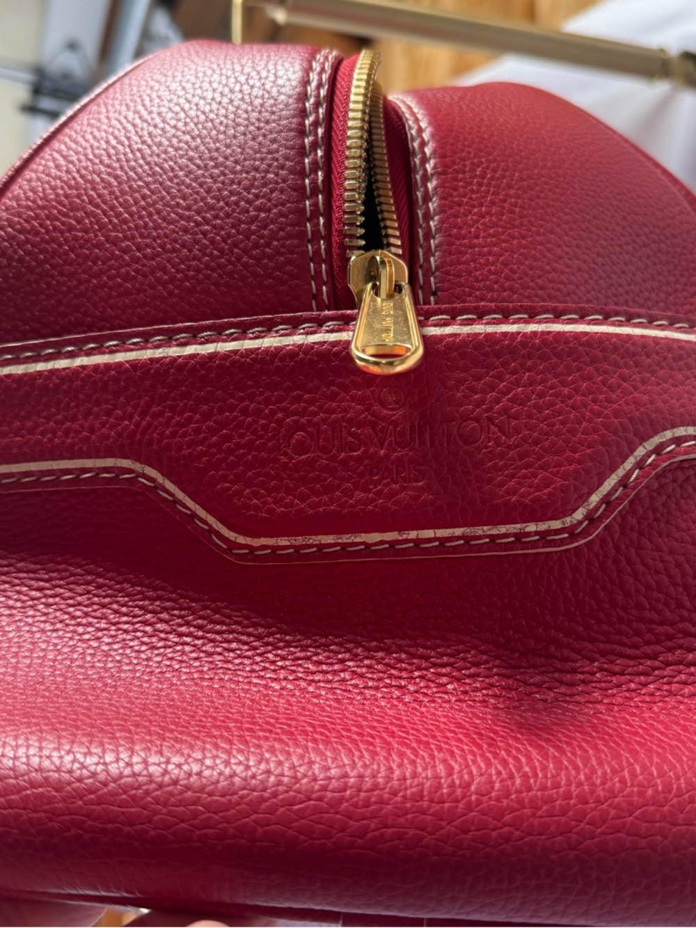 Louis Vuitton Red Leather Satchel Handbag - Designer Style - Picture 6 of 10